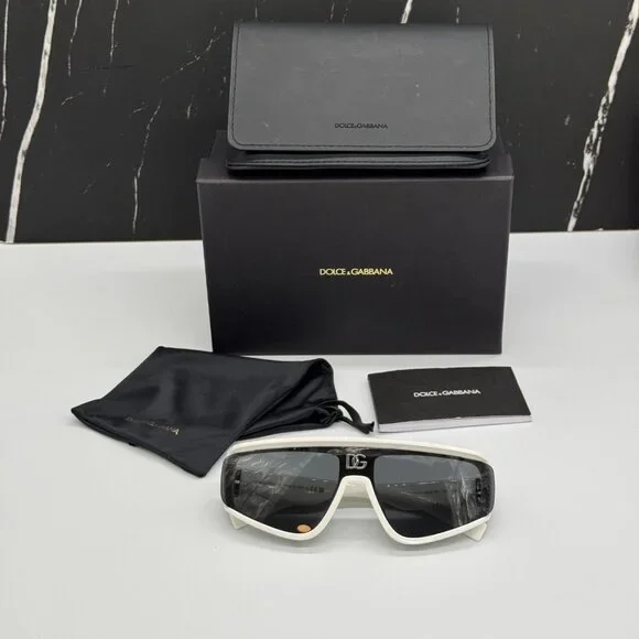 NEW DOLCE&GABBANA DG6177 3312/87 SUNGLASSES SHIELD WHITE  display picture 1